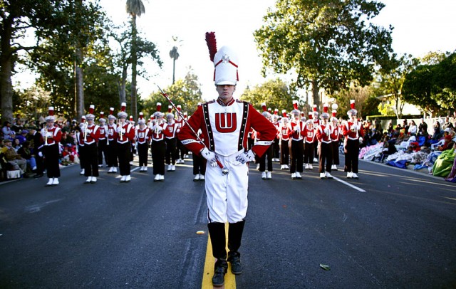 The University of Wisconsin Marching Band appears in the 122nd Rose Parade, themed "Building Dreams, Friendships," in Pasadena January 1, 2011.